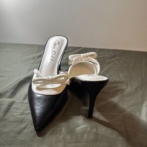 Cape Robbin Black and White Heels with Bow, new without tags